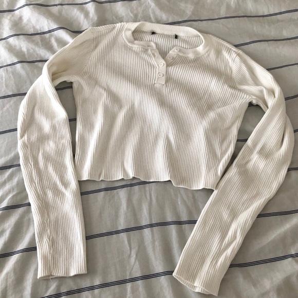 Brandy Melville Tops - Cream Delilah top ribbed long sleeve